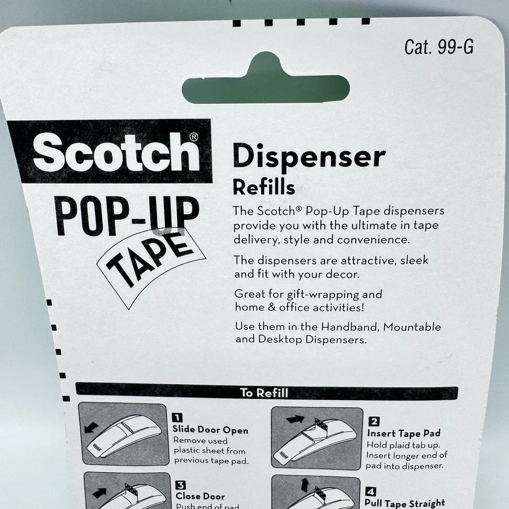 Scotch Pop Up Tape Refills 3 Pack 225 Strips Precut Dispenser 3M New NOS